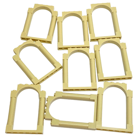 LEGO Arched Door Frames 1x6x7 Pack of 9 Tan