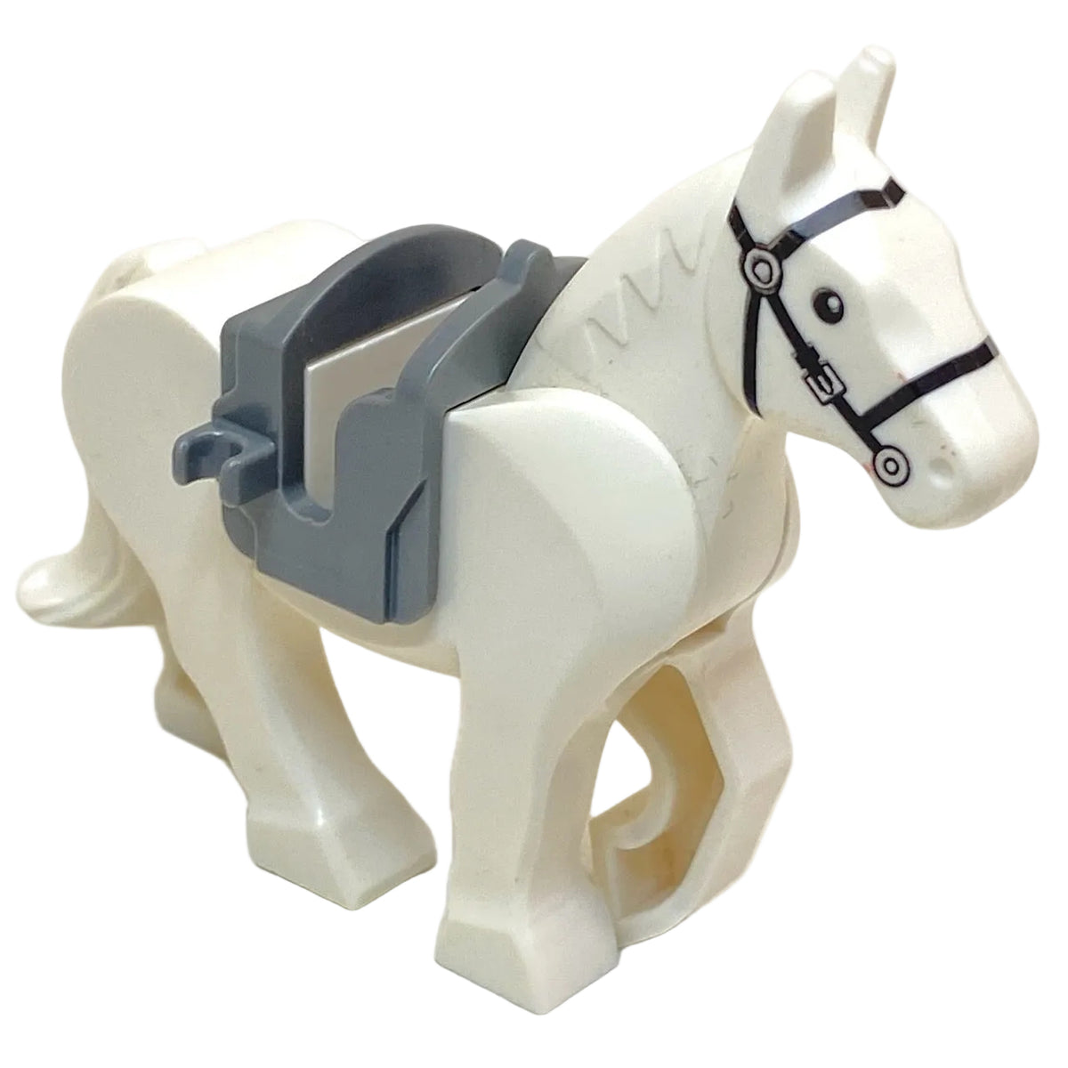 LEGO Animal White Horse With Movable Legs and Dark Bluish Grey Saddle