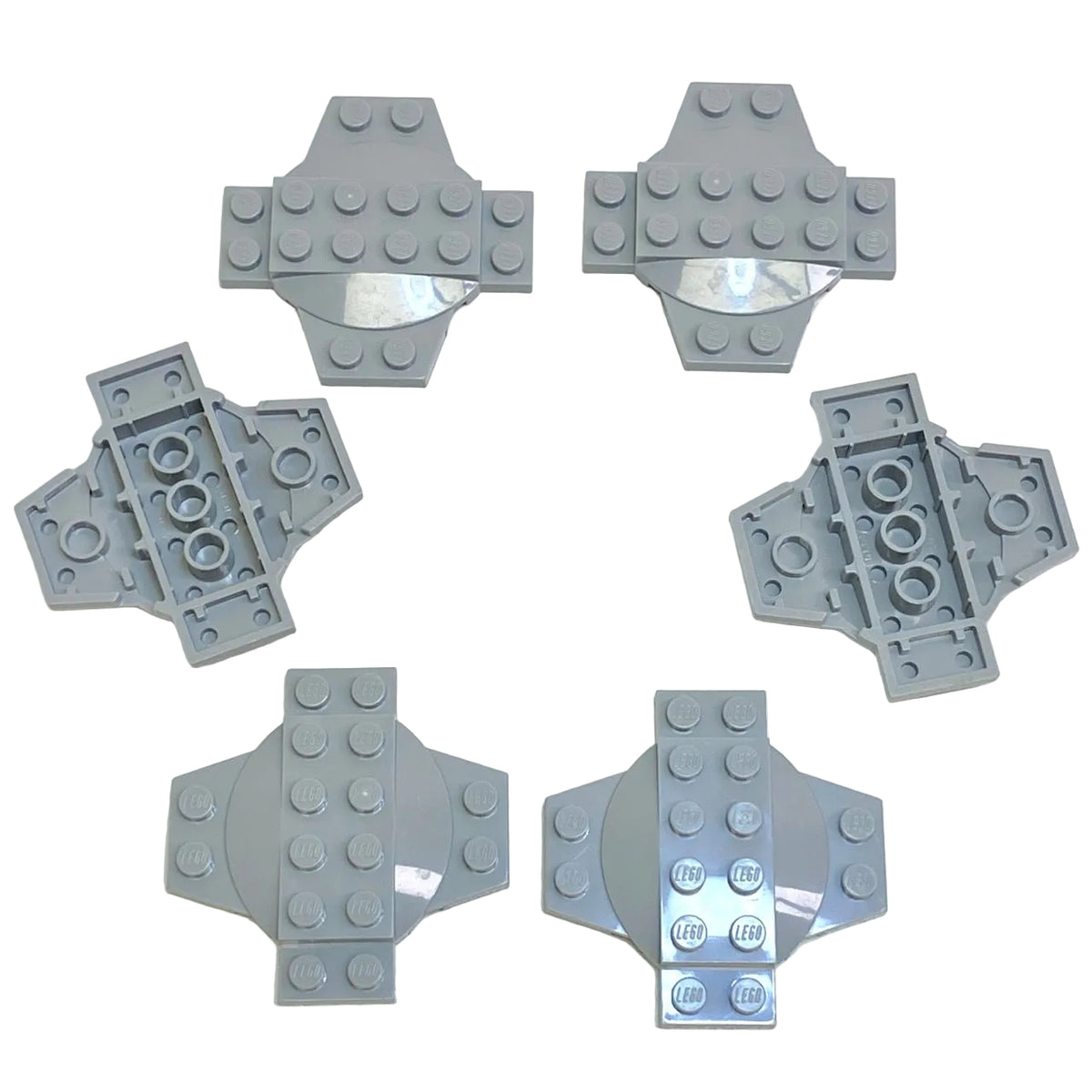 LEGO Light Bluish Grey Plate 6x6x2/3 Cross Pack of 6