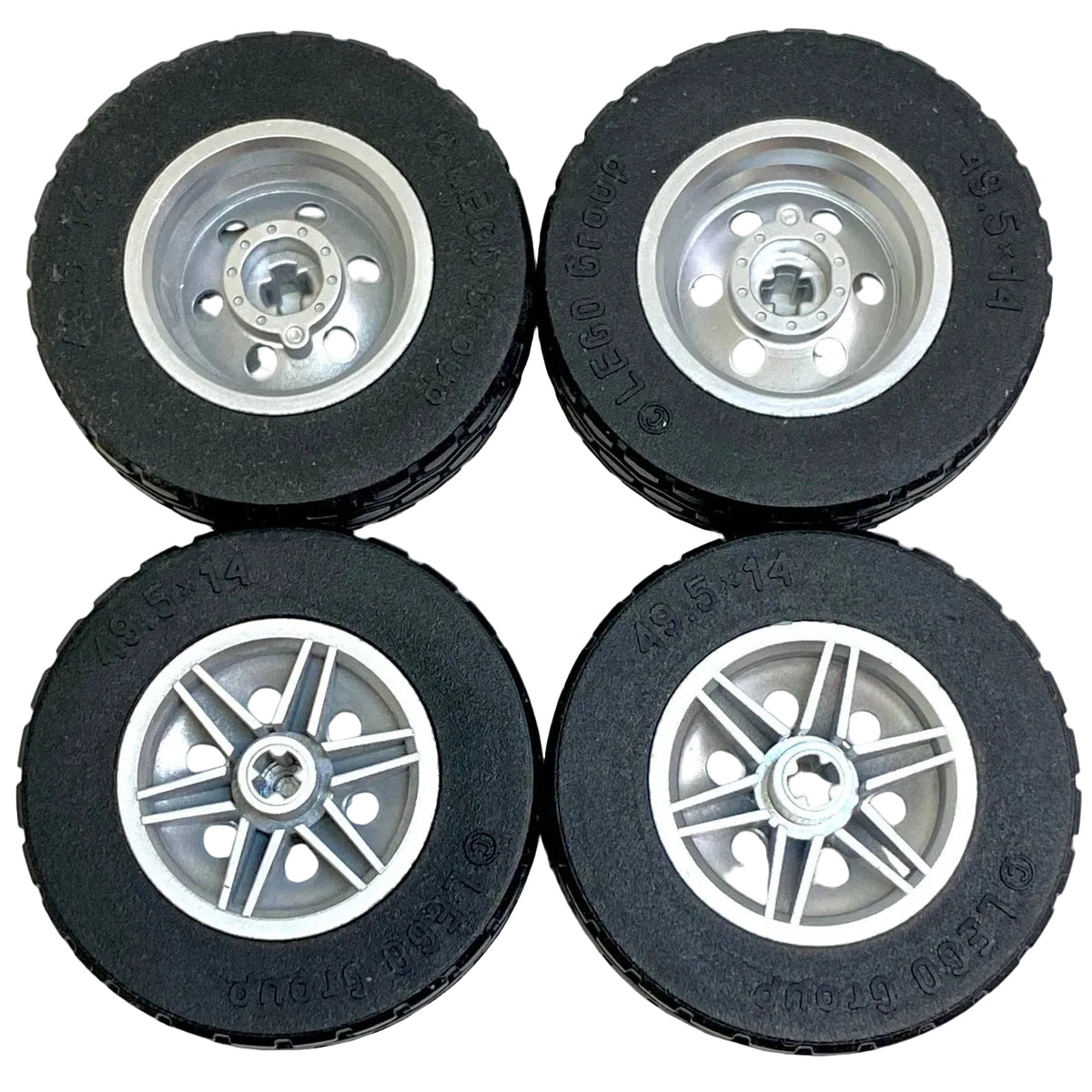 LEGO Technic Tyre 49.5x14 Pack of 4 with Flat Silver Hubs