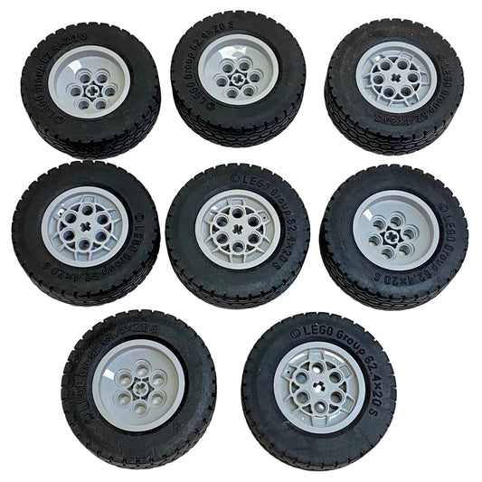 LEGO Technic Tyre 62.4x20S Pack of 8 with Light Bluish Grey Hubs