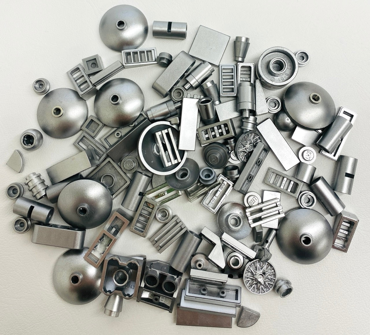 LEGO Metallic Silver Fun Pack Mixed Small Pieces Slopes Plates Cones and More