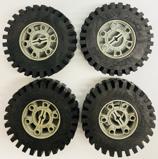 LEGO Technic Vintage Large Tyre Pack of 4 24x43 with Light Grey Hubs (Old Shade)