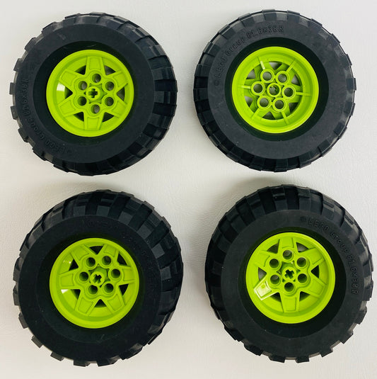 LEGO Technic Tyre 81.6x38R Pack of 4 with Lime Hubs