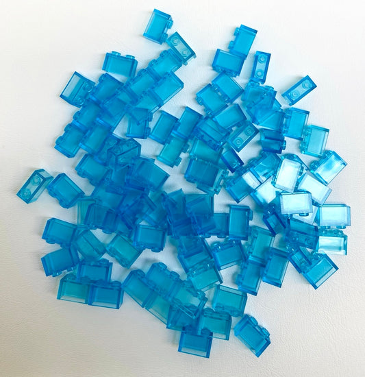 LEGO Brick 1x2 Pack of Approx 90 Trans Light Blue