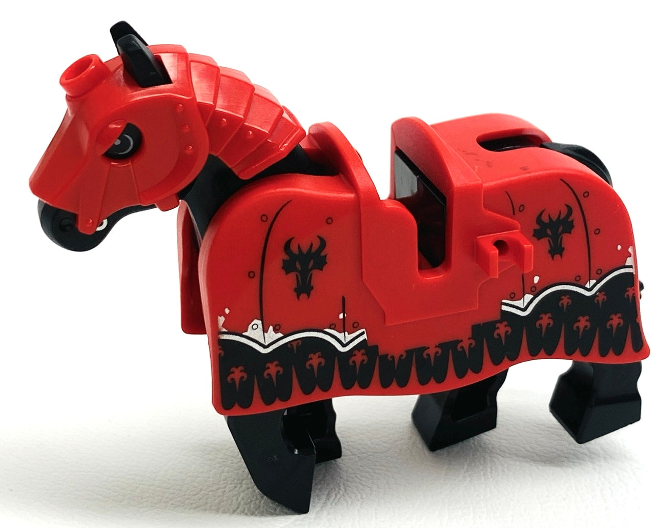 LEGO Castle Animal Horse with Movable Legs, Red Barding and Helmet