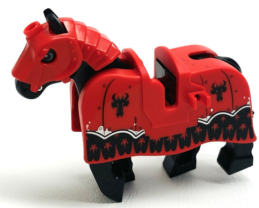 LEGO Castle Animal Horse with Movable Legs, Red Barding and Helmet