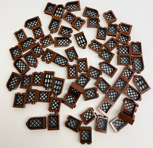 LEGO Window Fun Pack Reddish Brown with Black Lattices