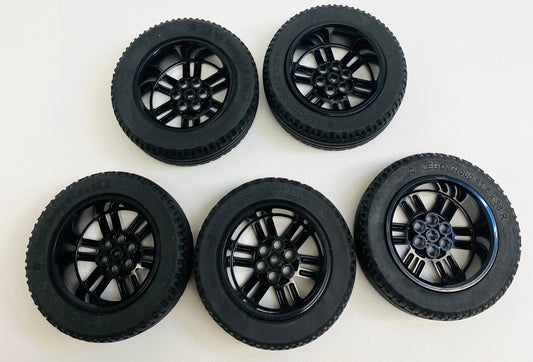LEGO Technic Tyre 81.6x36R Pack of 5 with Black Racing Hubs