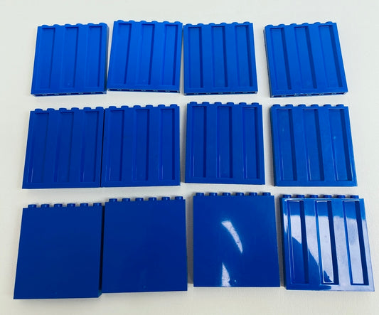 LEGO Panel 1x6x5 Pack of 12 Blue Mixed Corrugated and Plain