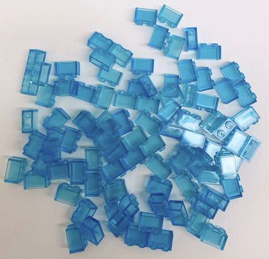 LEGO Brick 1x2 Pack of Approx 90 Trans Light Blue