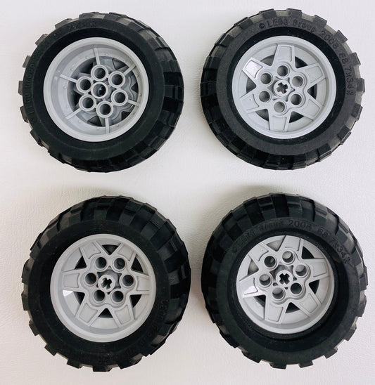 LEGO Technic Tyre 68.7x34R Pack of 4 with Light Bluish Grey Hubs