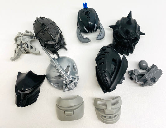 LEGO Large Figure Masks Mixed Fun Pack - Bionicle Hero Factory Knights Kingdom - Includes Rare Pearl Black Kraahkan Mask
