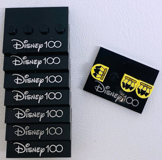 LEGO Tile 3x4 Pack of 8 Black Minifigure Display Base with Disney 100 Pattern