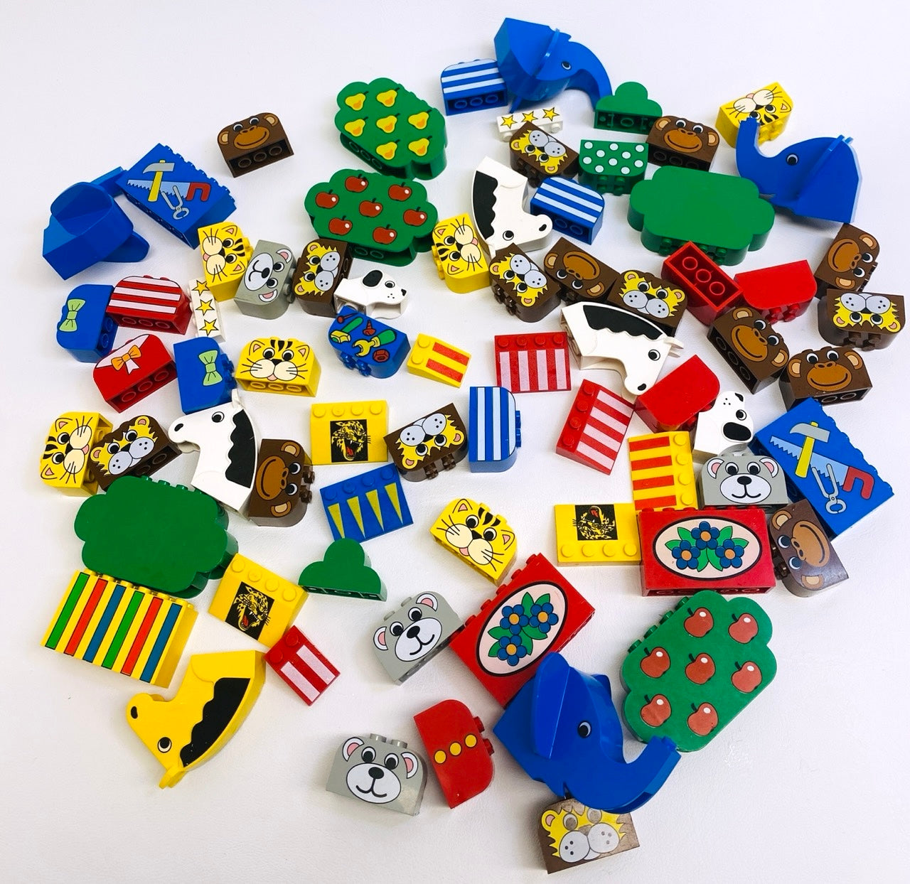 LEGO Vintage Fun Pack Mixed Printed Pieces Animals Trees Basic Freestyle Fabuland