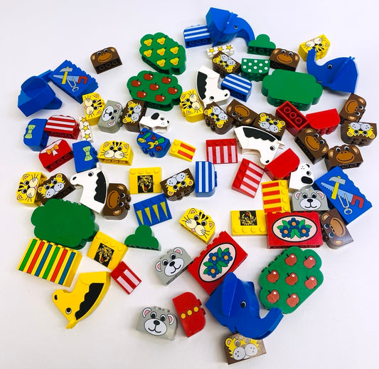 LEGO Vintage Fun Pack Mixed Printed Pieces Animals Trees Basic Freestyle Fabuland