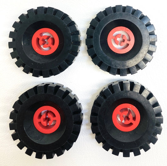 LEGO Technic Vintage Tyre Pack of 4 with Red Hubs