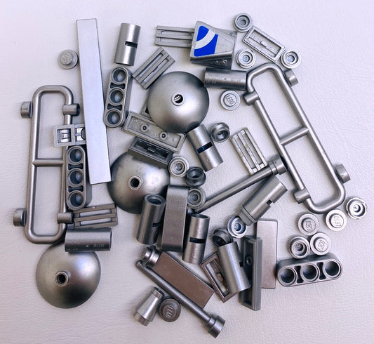 LEGO Metallic Silver Fun Pack Mixed Pieces Tiles Dishes Fences and More