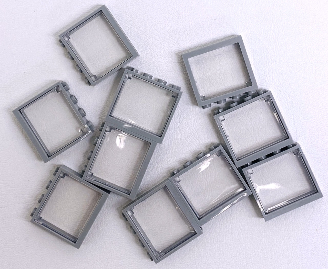 Lego Frame Kit LEGO Window Fun Pack of 10 Light Bluish Grey Frames with Trans Clear W ...