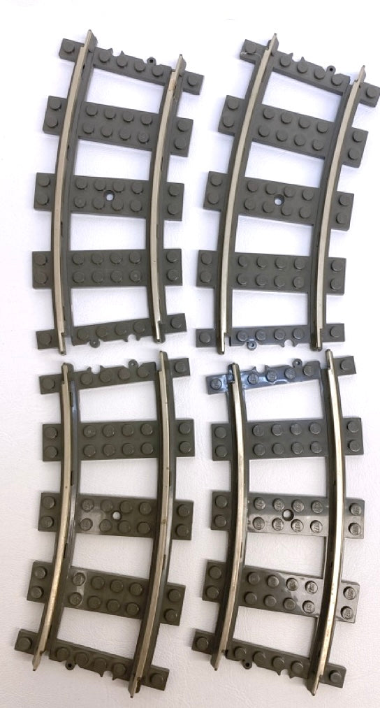 LEGO Trains 9V Track Pack of 4 Curve Dark Grey (Old Shade)