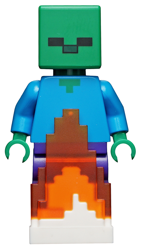 LEGO Minecraft Zombie Minifigure with Fire Base